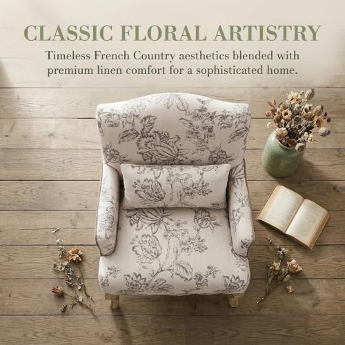 Floral Accent Chair Rustic Farmhouse Bedroom Chair Comfy Upholstered