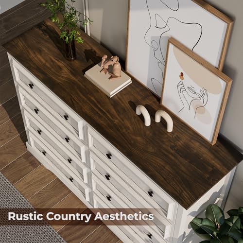VVFLU Farmhouse 8 Drawer Dresser for Bedroom, 54" Wide Wood Dresser with...