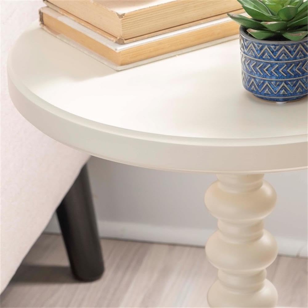 Pemberly Row Contemporary Wood Spindle Side Table, Off White Finish, 17"...