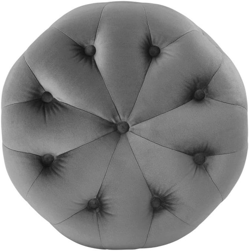 Modway EEI-3778-GRY Anthem Tufted Button Round Performance Velvet Ottoman, Gray