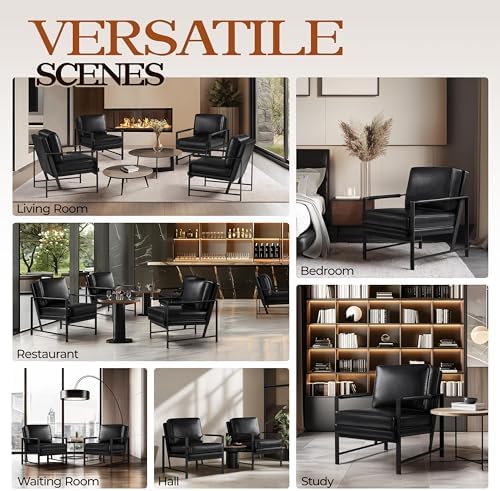 Yaheetech Mid-Century Modern Accent Chairs Set of 2, Black