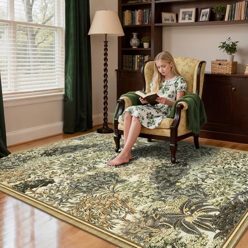 GarveeHome Forest Rug 5x7 Washable Area Rugs for Living Room, Brown Green