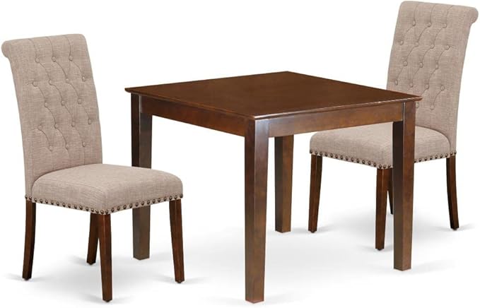 East West Furniture OXBR3-MAH-04 3 Piece Dining Room Furniture Set Contains a...