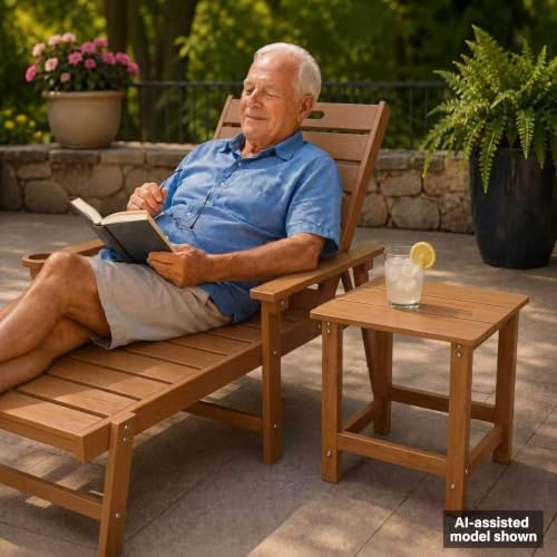 MXIMU Outdoor Side Table Set of 2, Adirondack Table, All Weather, Teak