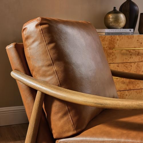 Modway Langford Faux Leather Upholstered Armchair – Mid-Century Modern Armcha...