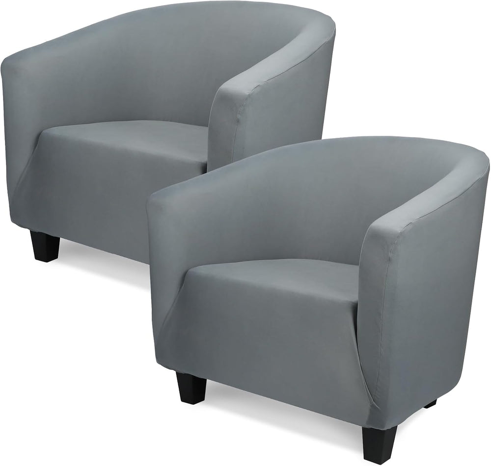 Club Chair Slipcover 1 Piece, 2Pack Round Soft Armchair Sofa Cover, Thick Dar...