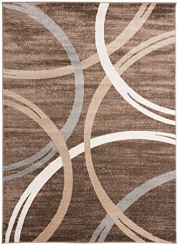 Rugshop Wavy Circles Modern Fade-Resistant Area Rug Brown 6'6" x 9'