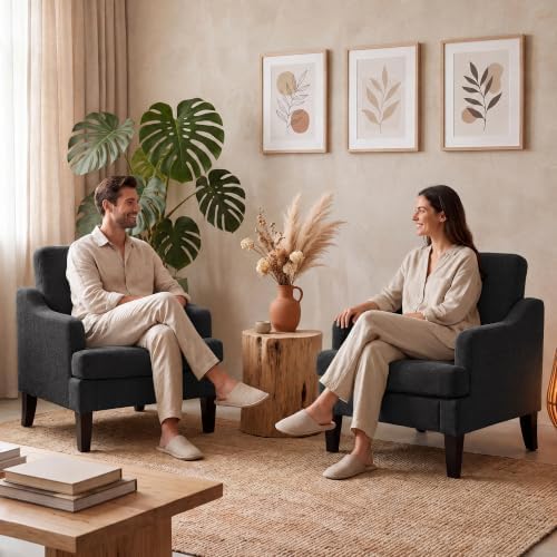 Garvee Black Comfy Accent Chair, Upholstered Armchair for Living Room
