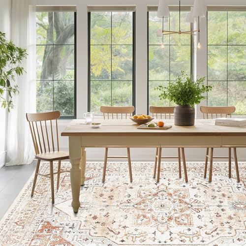Orange Red 8x10 Washable Area Rugs for Living Room,Bedroom,Dining Room