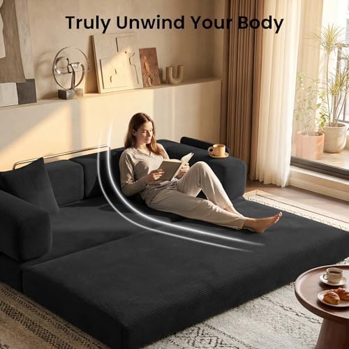 78.8" Convertible Futon Sofa Bed, Boneless Couch for Living Room | Cordu...