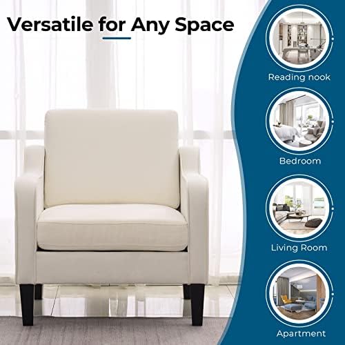 VINGLI Accent Chairs, Linen Upholstered Armchair for Living Room, Beige