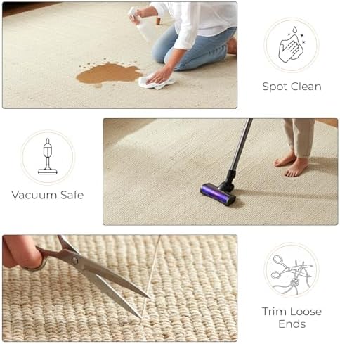 GRUHUM Jute Cotton Area Rug 5X8 ft Natural Hand Woven Farmhouse Rug Large
