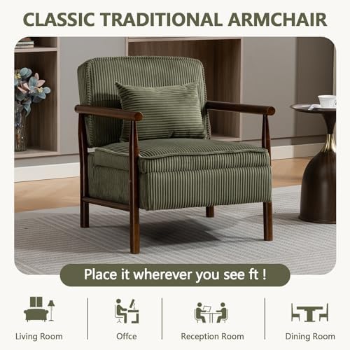 HRVEOCEI Green Accent Chair with Storage for Small Spaces (Green)