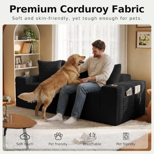 MoonSpeak 77'' Futon Couch Bed, Boneless Sofa for Living Room