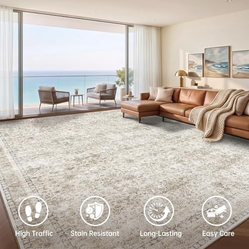 Sasttie 8x10 Area Rugs, Ultra-Soft Washable Rug for Living Room, Beige