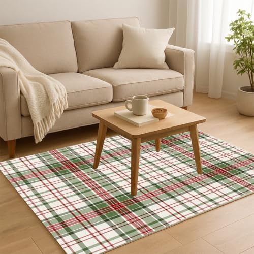 Muddy Mat® Plaid 5x7 Washable Area Rugs for Living Room, Bedroom & Dining...