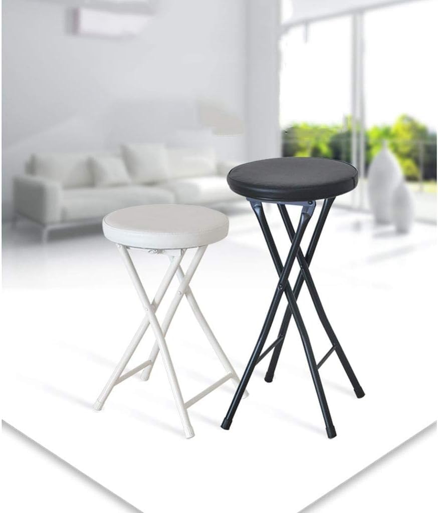 Padded Folding High Chair for Kitchen Bar Stool Compact Furniture Round Desig...