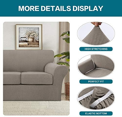 Turquoize 3 Piece Sofa Covers for 2 Cushion Couch Sofa Slipcover Soft Couch C...