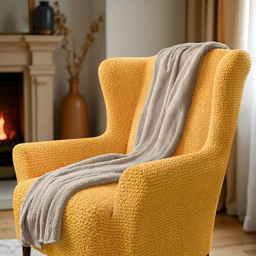 PAULATO BY GA.I.CO. Stretch Wingback Chair Slipcover 1-Piece – Bi-Elastic Win...