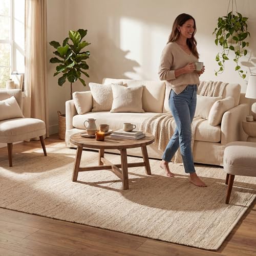 nuLOOM Elfriede Natural Solid Flatweave Area Rug, 5' x 8'