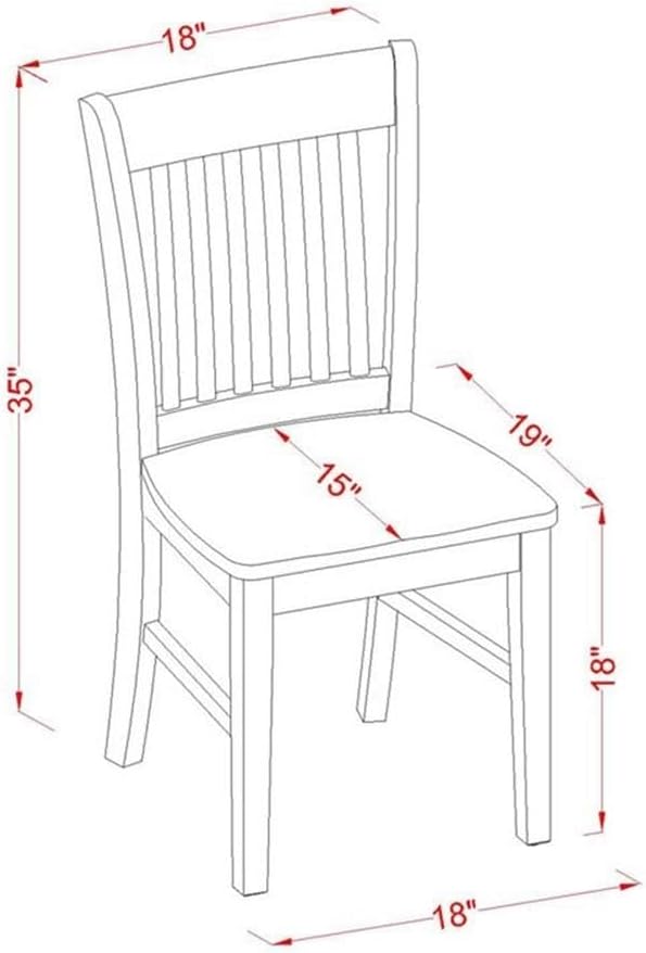 East West Furniture NFC-BLK-W Norfolk Dining Chairs - Slat Back Wood Seat Kit...