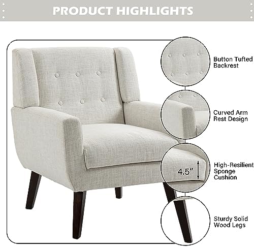 Accent Chairs Set of 2, Fabric Upholstered Armchair, Orange