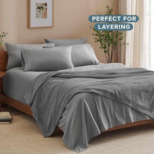 Bare Home Fleece Blanket Luxury Microplush (Twin/Twin XL, Grey)