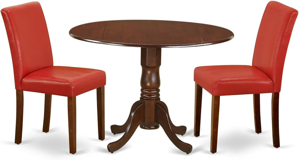 East West Furniture DLAB3-MAH-72 3 Piece Kitchen Table Set Contains a Round D...