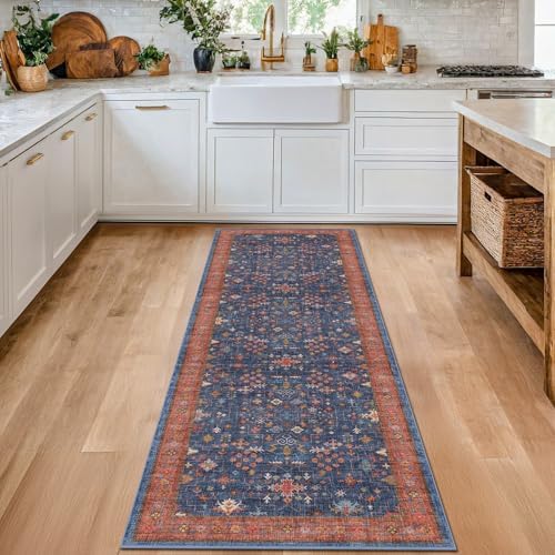 Hazo Haus Navy Blue Runner Rug 2x6 for Kitchen, Hallway, Mudroom, Laundry Roo...