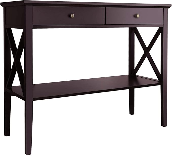 ChooChoo Console Table with Drawers, Narrow Wood Accent Sofa Table Entryway T...