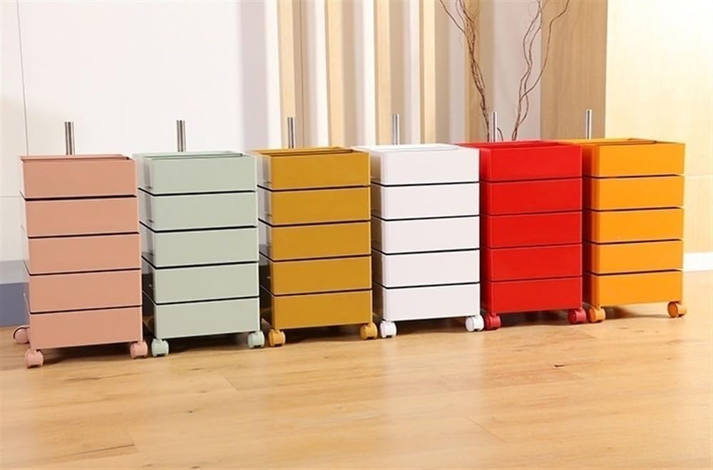 Rotating Storage Cabinet, Multi-Layer Movable Bedside Table, End Table with R...
