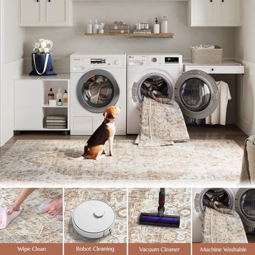 jinchan Area Rug 6x9 Washable Living Room Rug Vintage Indoor Large Floor Cove...