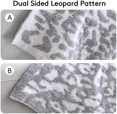 MH MYLUNE HOME Ultra Soft Leopard Throw Blanket Plush, Gray, 50"x60"