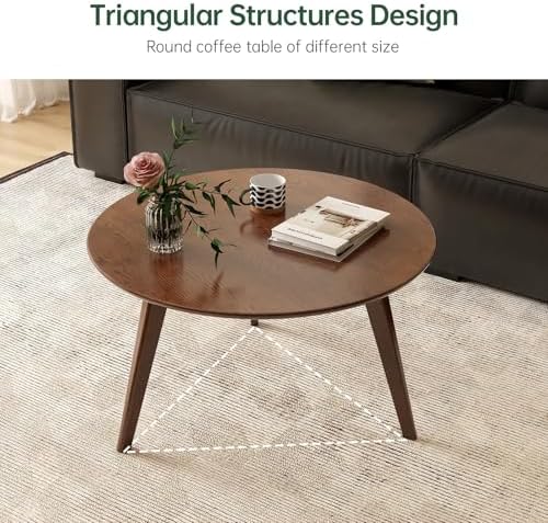 100% Solid Oak Wood Coffee Table Set, Round Coffee Table Combo Side Table w/S...