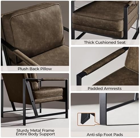 Yaheetech Mid-Century Accent Chair, Modern Armchair, Brown