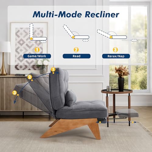 Accent Chair with Ottoman for Reading Room (Grey)