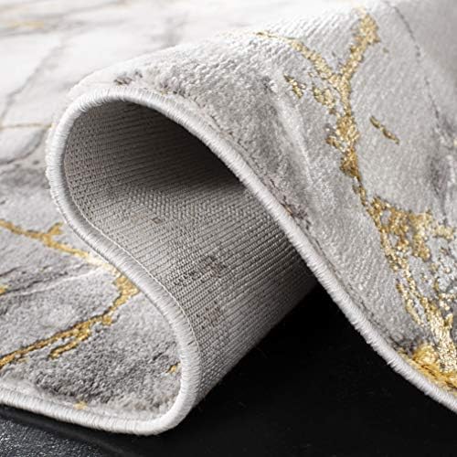 SAFAVIEH Craft Round Rug 6'7", Modern Grey & Gold CFT877F