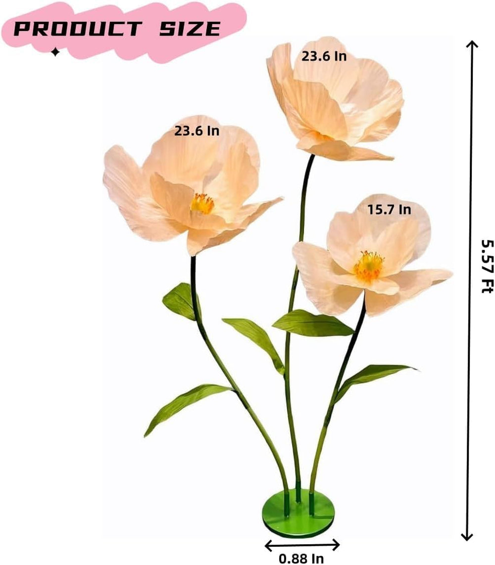 5.57 Ft Giant Artificial Flowers,Large Paper Flower,Adjustable Waterproof Fak...
