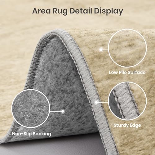 Valenrug 8x10 Area Rugs for Living Room, Large Washable Rug Non Slip, Tan