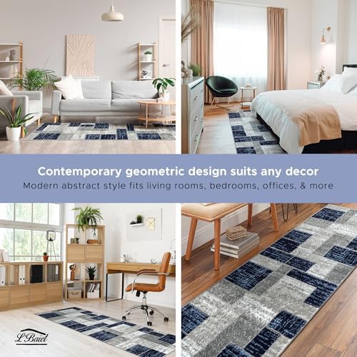 L'Baiet Verena Geometric Area Rug Blue Grey 8' x 10' Large Area R...
