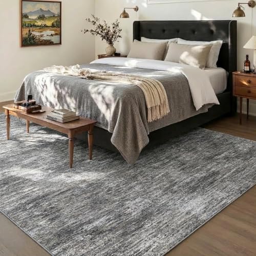 Garvee Modern Rugs for Living Room 6x9 Solid Color Area Rugs, Light Grey