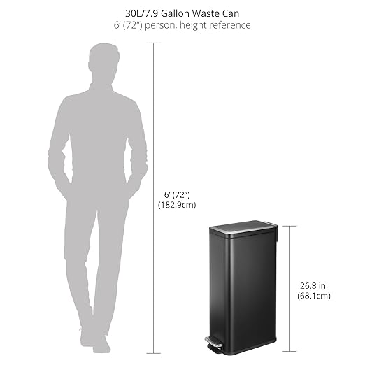 mDesign Slim Metal Rectangle 7.9 Gallon Trash Can