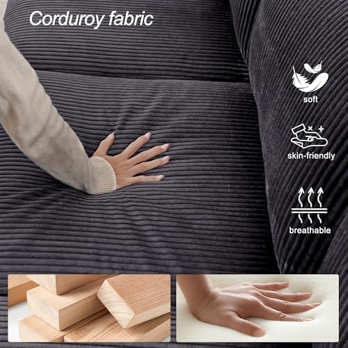 Mofolit 38“ Modern Corduory Accent Chair with High Back (Cream)