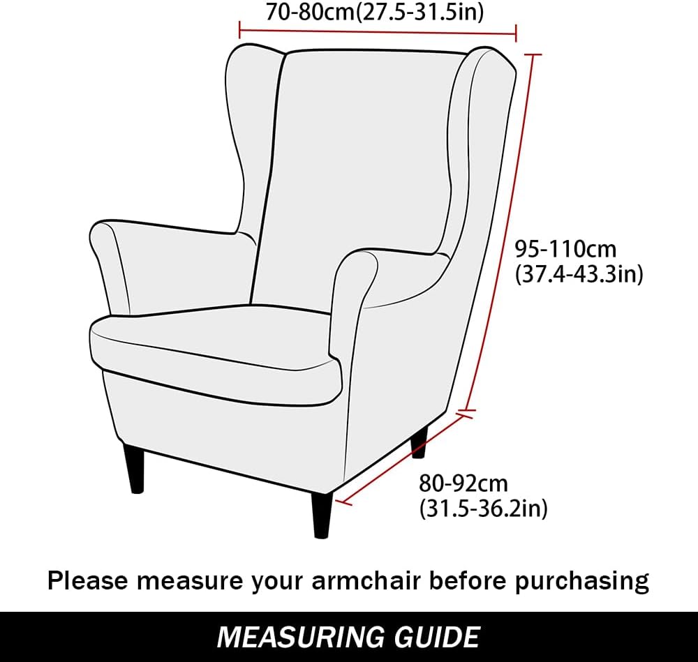 Wing Chair Slipcovers, 2 Piece Stretch Wingback Chair Cover Soft Velvet Armch...