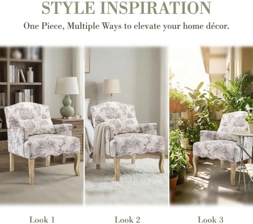 Floral Accent Chair Rustic Farmhouse Bedroom Chair Comfy Upholstered