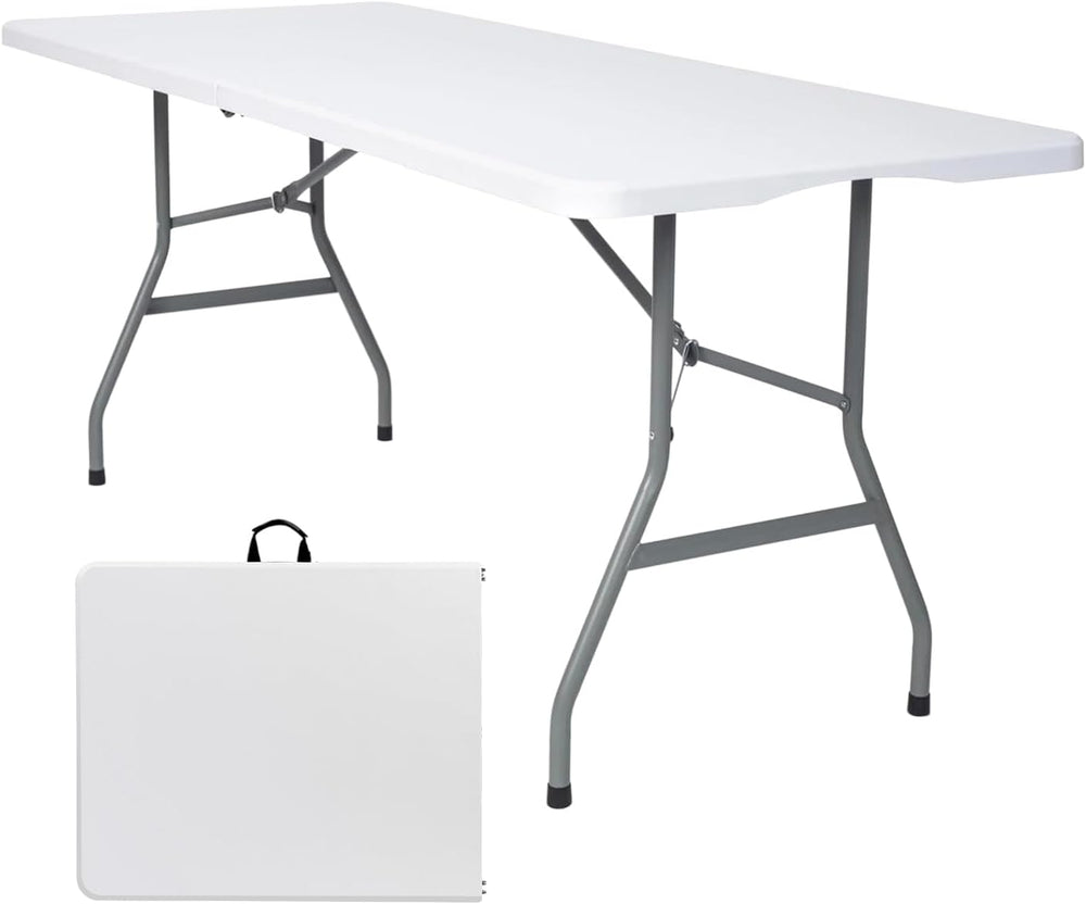 Lakhow 6FT Folding Table, Fold in Half Heavy Duty Rectangular Plastic Utility...