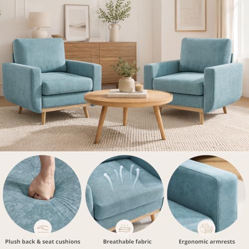 Accent Chair for Bedroom,Reading Chair with Deep Seat,Chenille Armchair with ...
