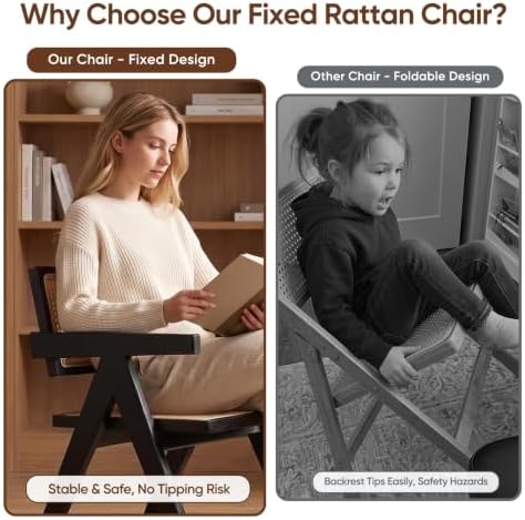 Comfy to go Rattan Dining Chairs,Set of 2 Black Hollow Woven Armrest Design