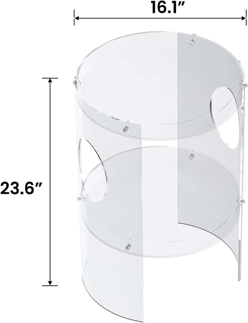 Dethan Clear Acrylic End Table, 2-Tier Tray Nightstand with Sturdy Design, Ea...