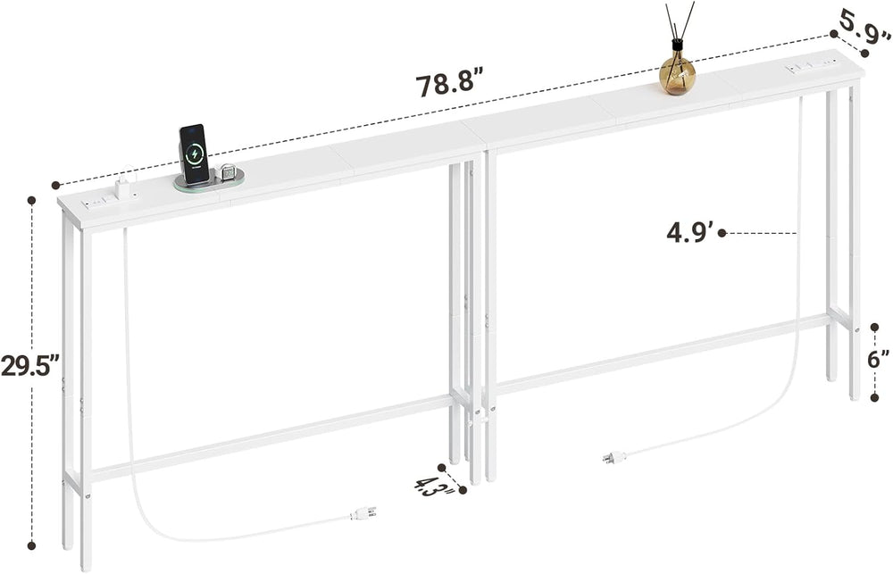 ELYKEN 2 Pack 5.9" Narrow Console Sofa Table with Power Outlets, Total 7...